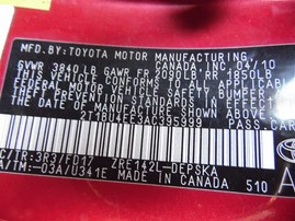 2010 Toyota Corolla S Red 1.8L AT #Z24716